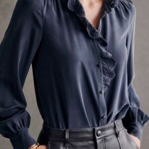 SEZANE CHLO blouse in BLACK size 46 (US SIZE 14)